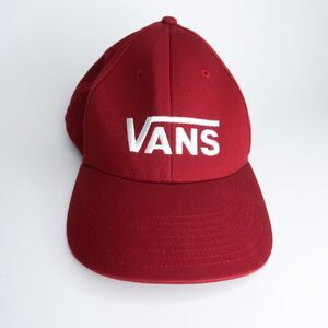 Vans Mens Logo Cap Red Burgundy‎ White Stitch Baseball Snapback Punk Rock Skater